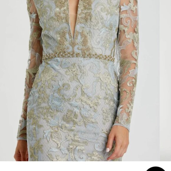 Still available! NWT Mac Duggal Long Sleeve V-Neck Gown 10 Powder Blue #8257 - Picture 2 of 4